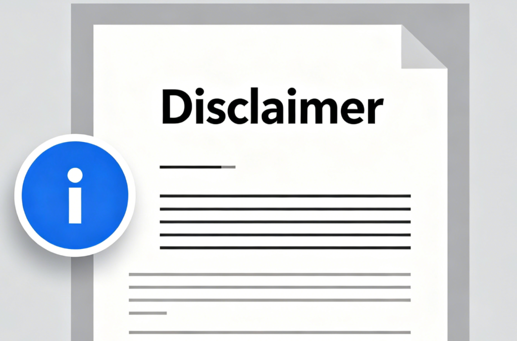 site disclaimer content liability notice for AI tool review site