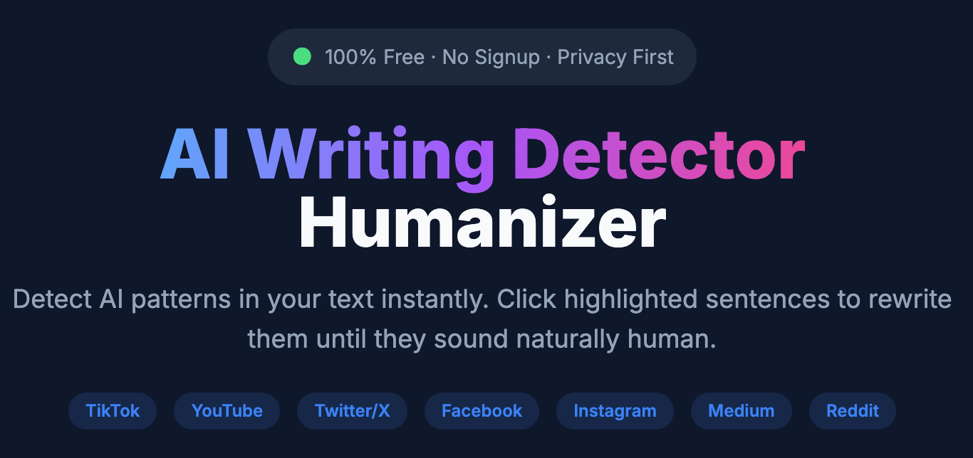 Detect AI patterns in your text instantly. Click highlighted sentences to rewrite them until they sound naturally human.